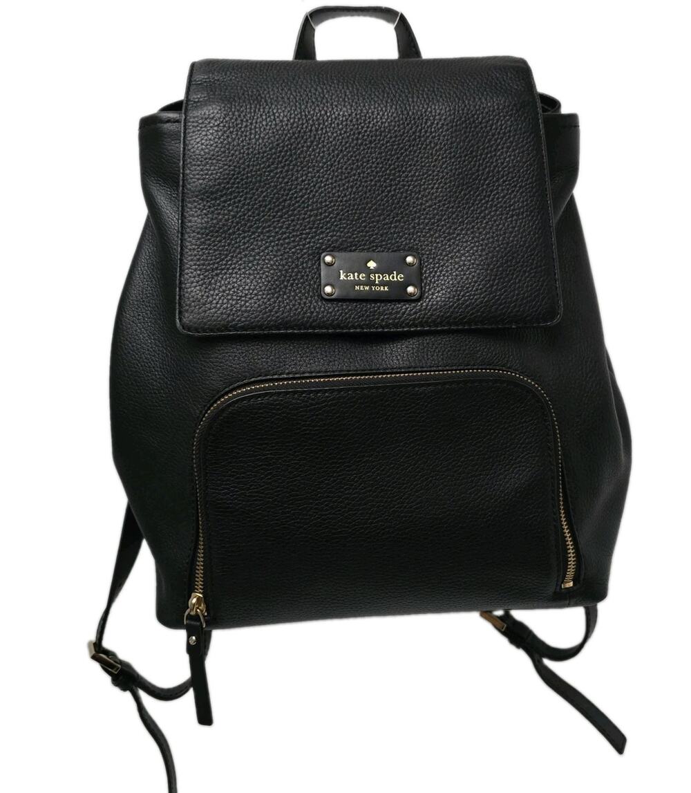 Kate Spade Remington Black Pebbled Leather Backpack Flap